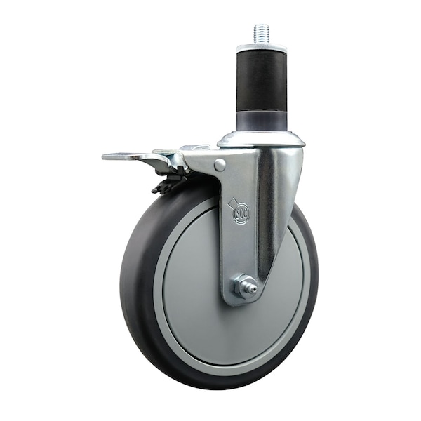 6'' Thermoplastic Rubber Swivel 1-5/8'' Expanding Stem Caster Total Lock Brake